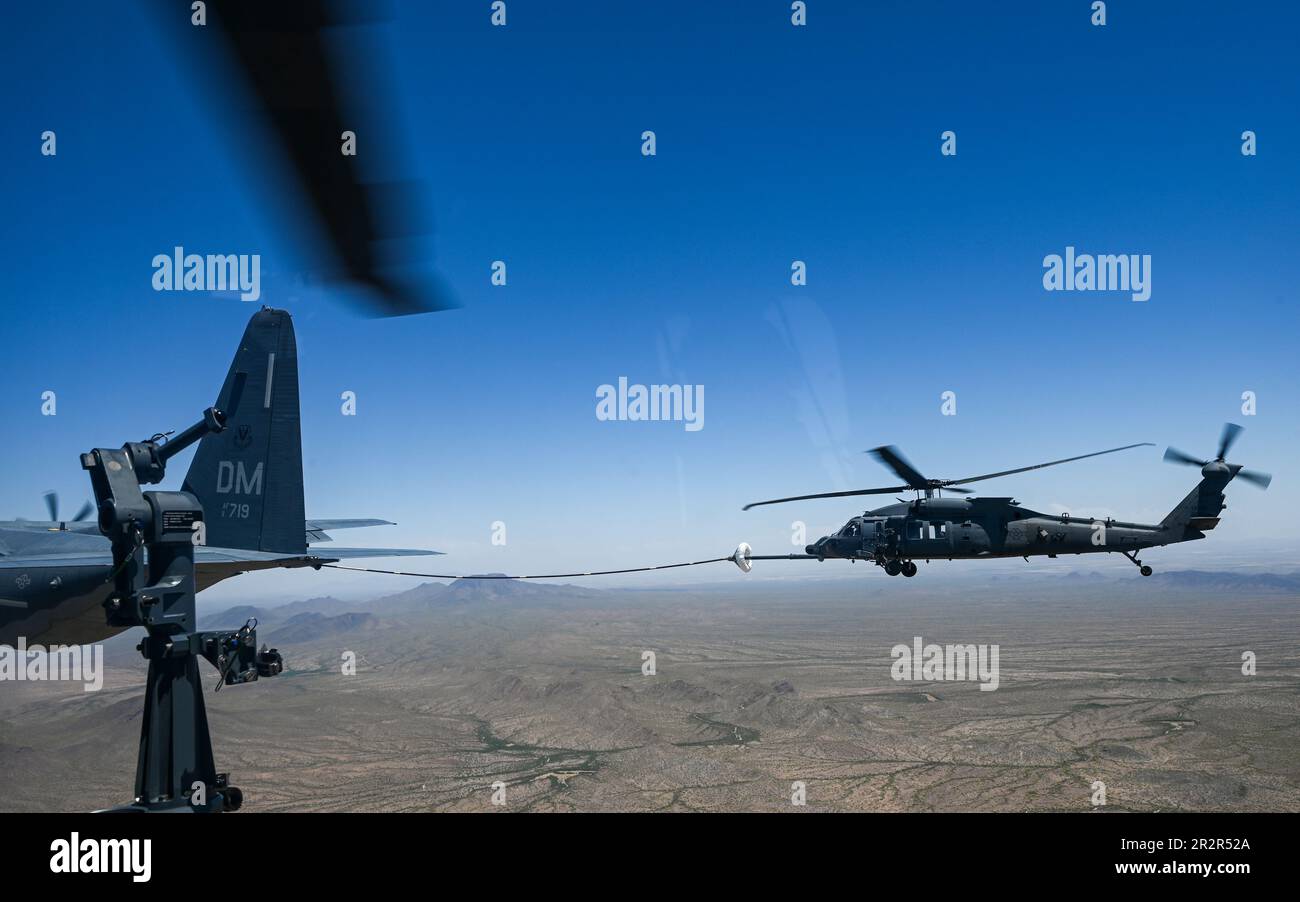 Military aircrafts - US Hercules C130 refueling Two Sikorsky H-60 Black Hawks newest - Framed