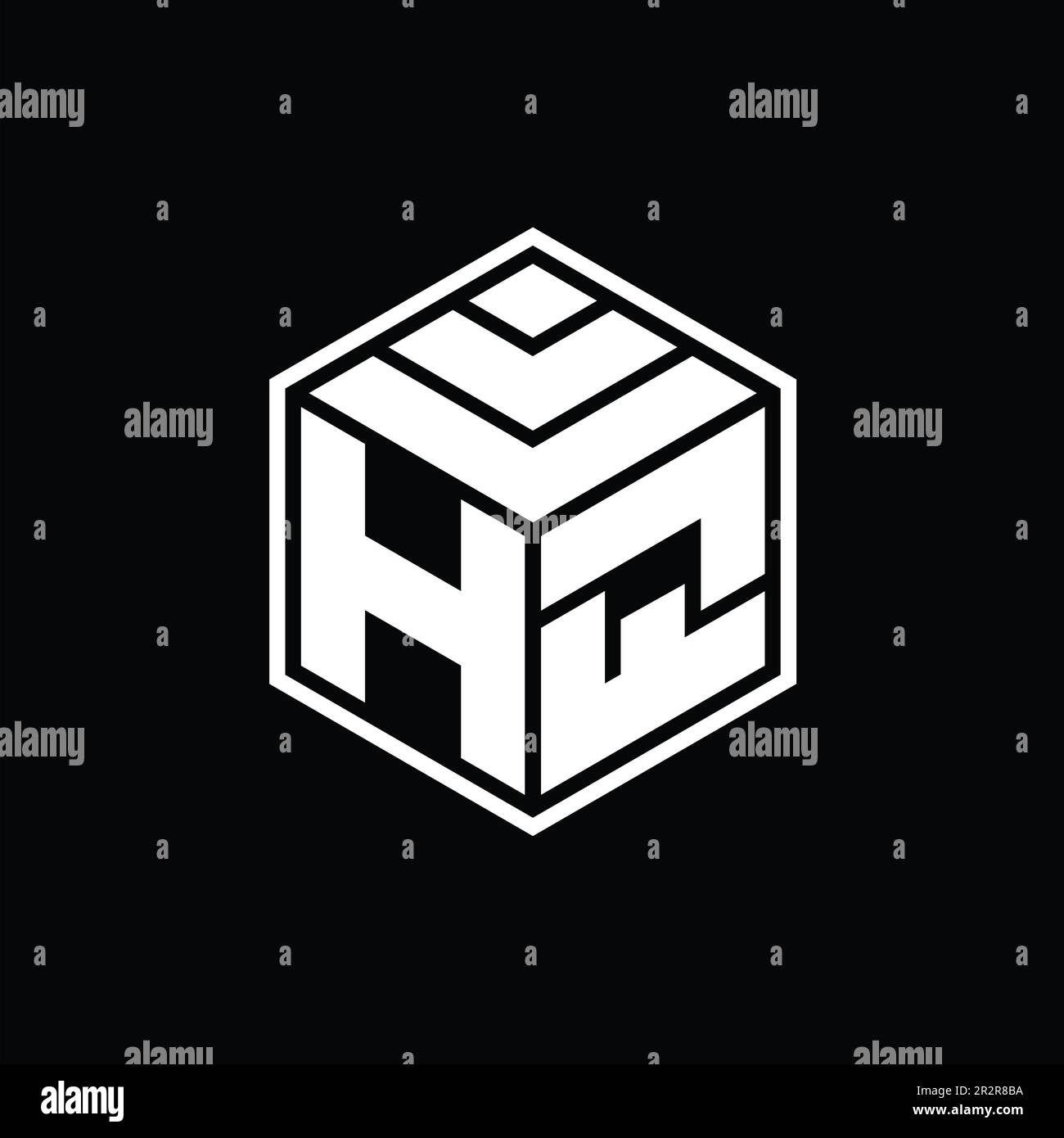 HQ Logo monogram with hexagon geometric shape isolated outline design ...