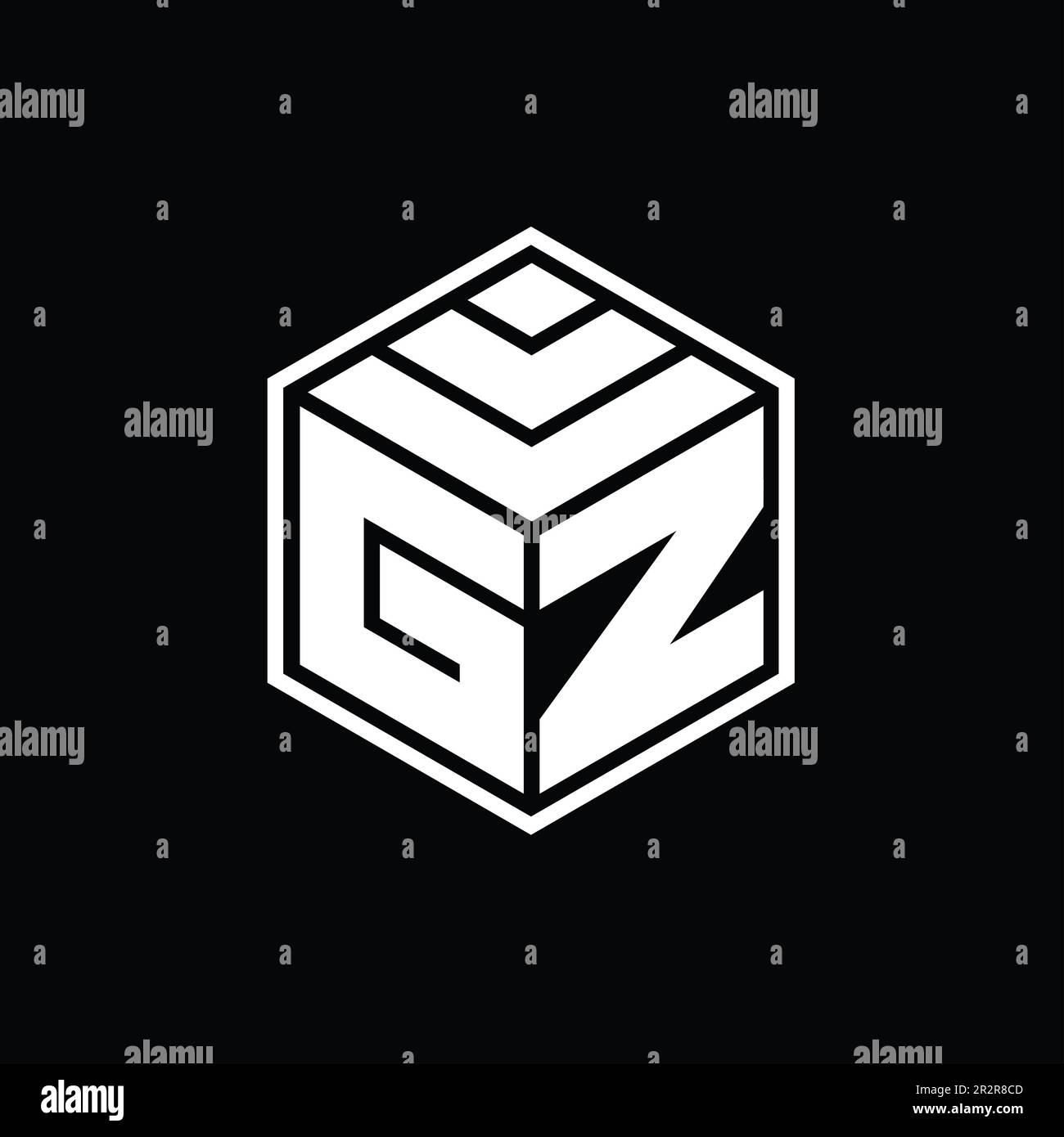 GZ Logo monogram with hexagon geometric shape isolated outline design template Stock Photo