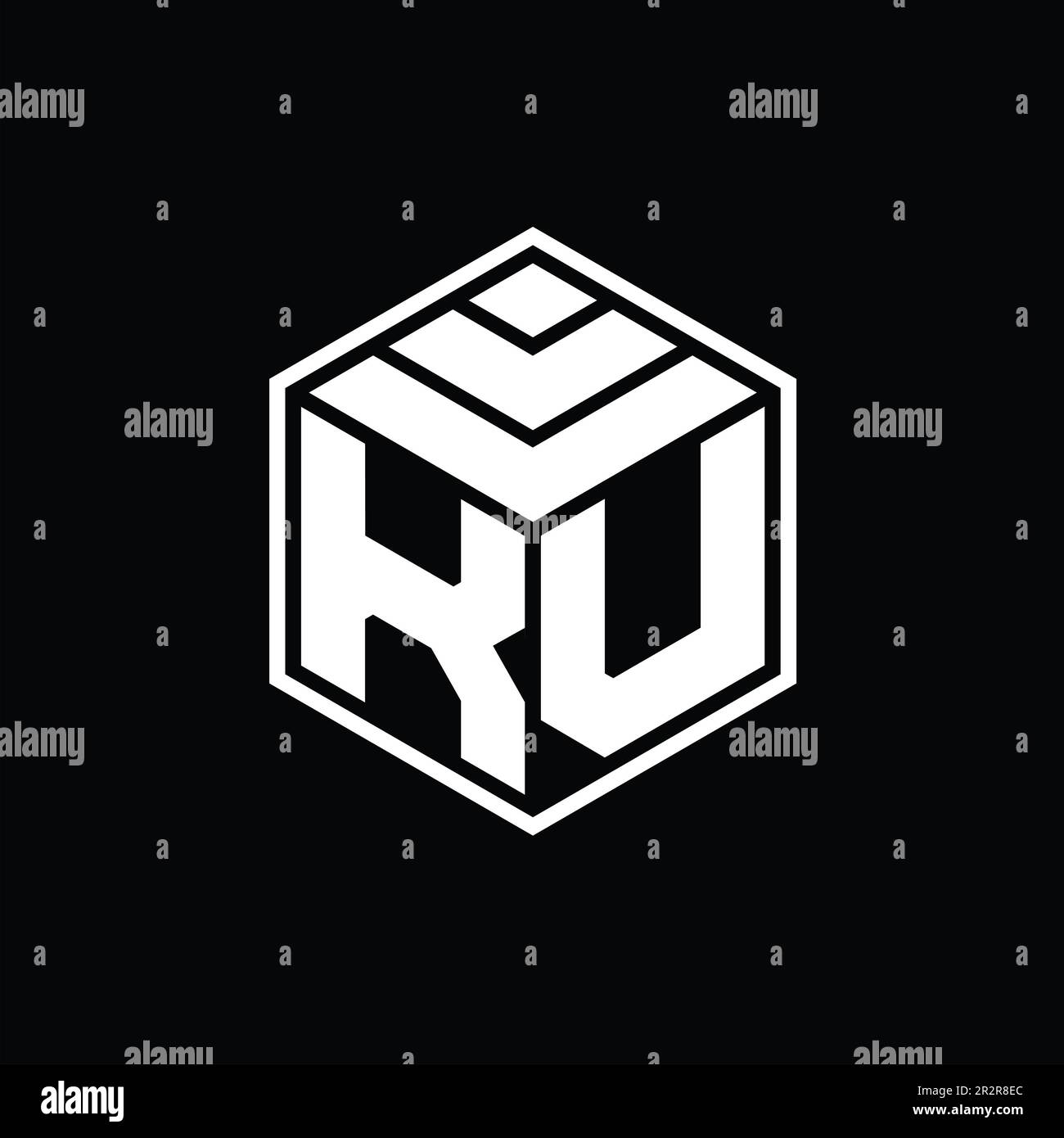 KV Logo monogram with hexagon geometric shape isolated outline design ...