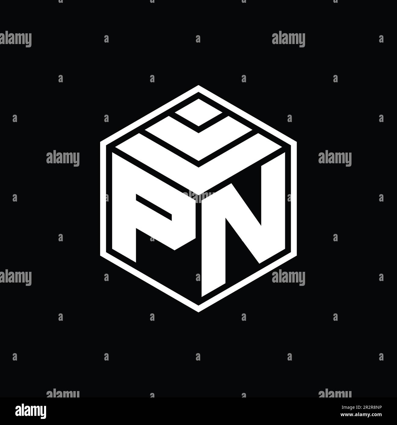 PN Logo monogram with hexagon geometric shape isolated outline design template Stock Photo