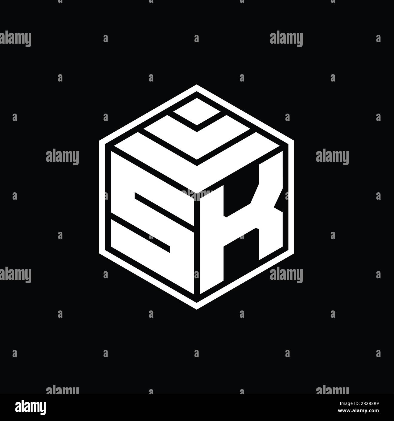 SK Logo monogram with hexagon geometric shape isolated outline design ...