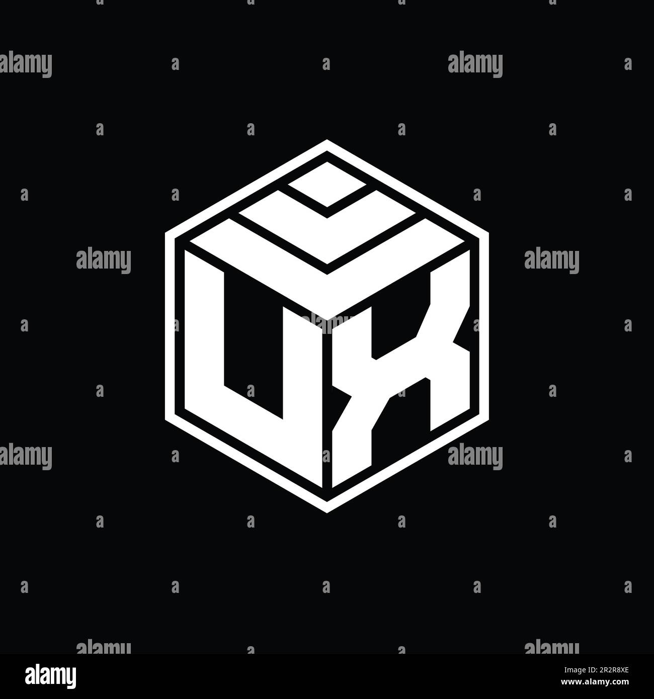 UX Logo monogram with hexagon geometric shape isolated outline design ...