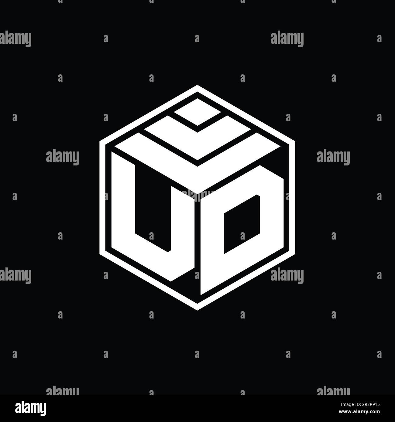VD Logo monogram with hexagon geometric shape isolated outline design template Stock Photo