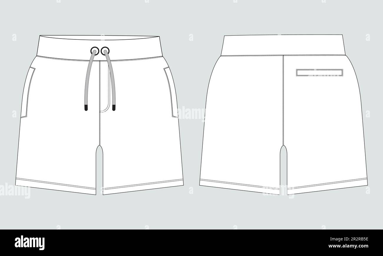 Sweat Shorts pant Technical drawing fashion flat sketch vector ...