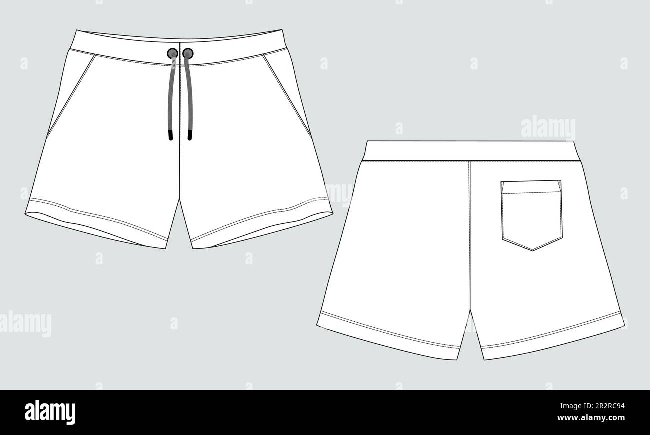 Boys Sweat Shorts vector illustration fashion flat sketch template front  and back views. 6999854 Vector Art at Vecteezy