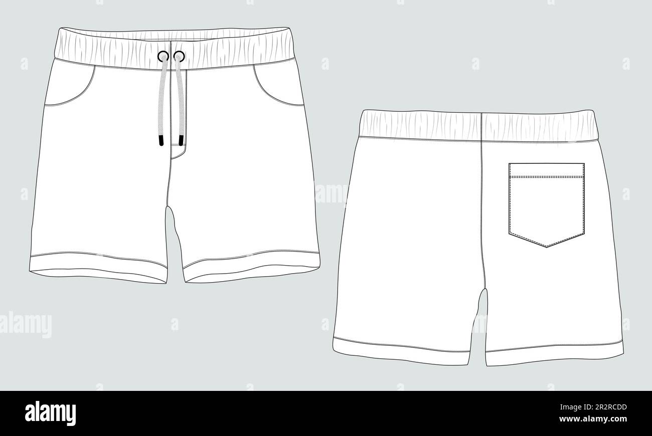 Sweat Shorts pant Technical drawing fashion flat sketch vector ...
