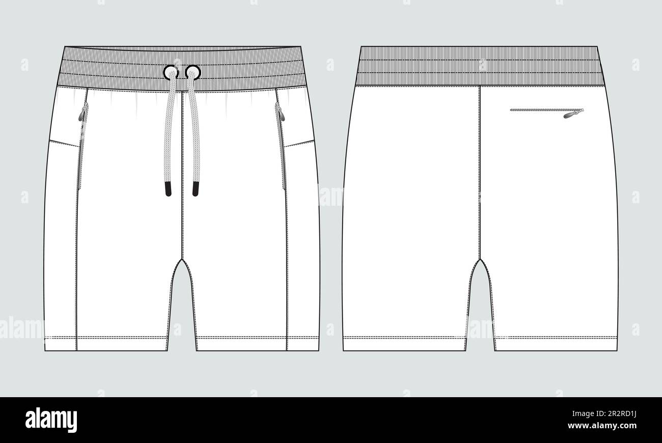 Sweat Shorts pant Technical drawing fashion flat sketch vector ...