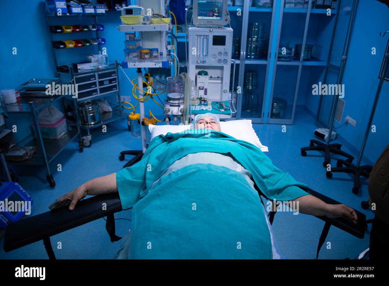 Senior indian patient lying on bed in operation theater at hospital Stock Photo Alamy