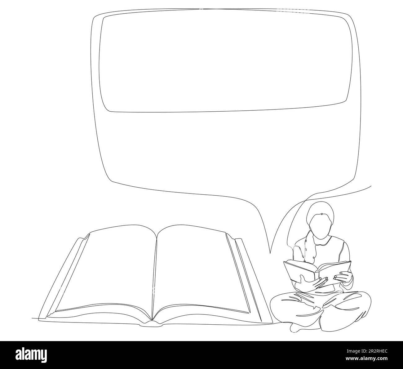 One Continuous Line Book Drawing Modern Outline Doodle Open Book