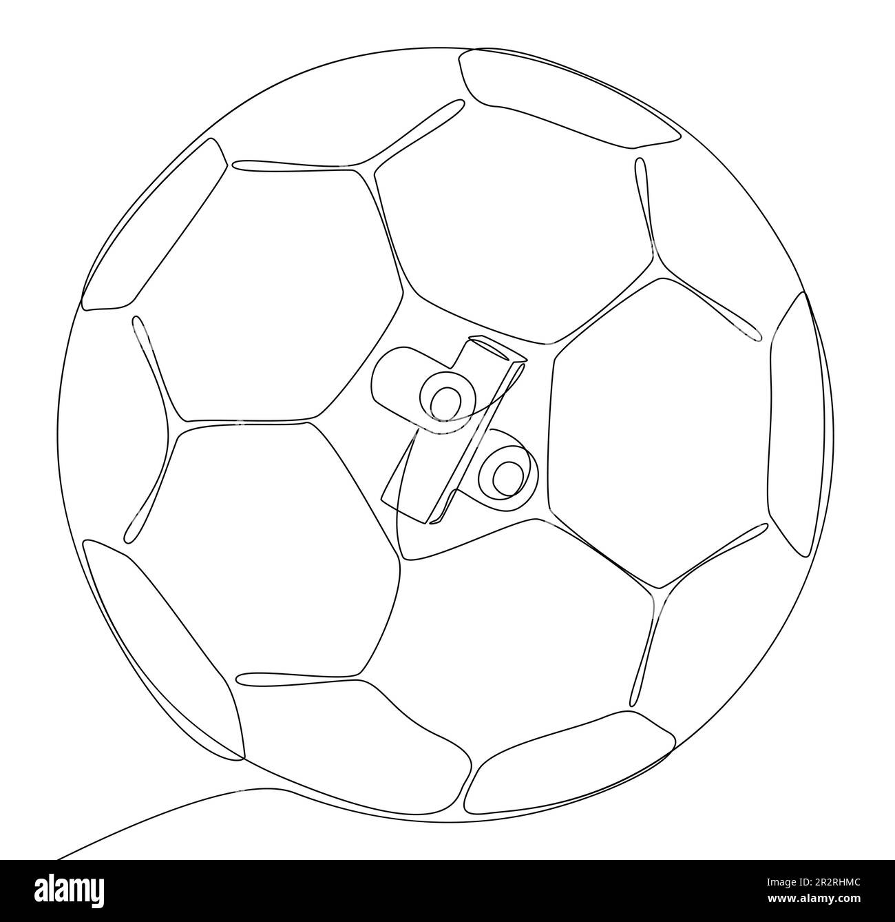 One continuous line of Football Ball with Percentage Sign. Thin Line Illustration vector concept. Contour Drawing Creative ideas. Stock Vector