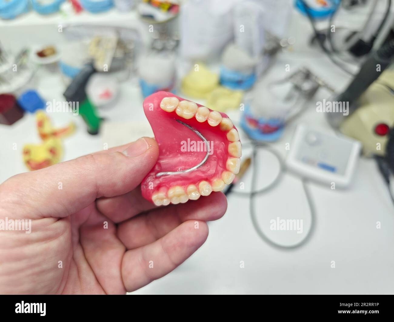 Wax dentures model table of dental technician workplace Stock Photo Alamy