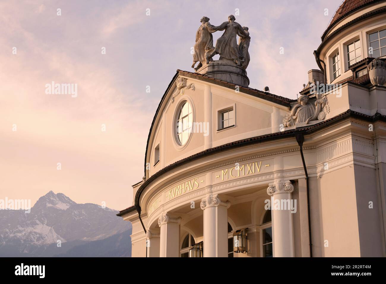 Meran, Merano in South Tyrol, northern Italy. Kurhaus, famous building in the spa resort. Stock Photo