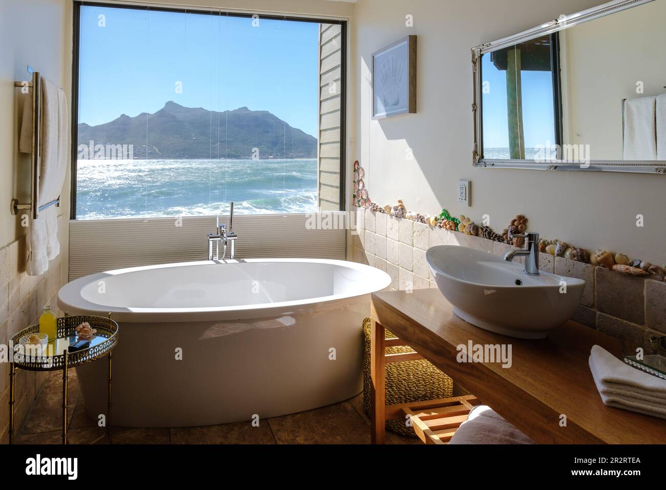 bathtub looking out over the ocean of Cape Town South Africa during