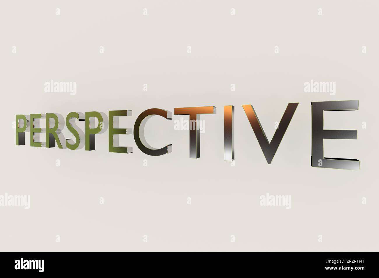 3D illustration of letters forming the word PERSPECTIVE, isolated over gray background. Stock Photo