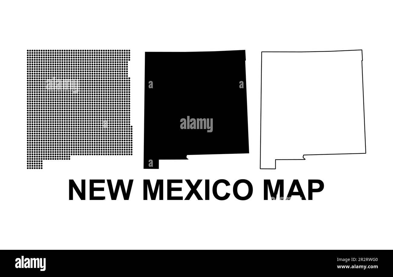 Set of New Mexico map, united states of america. Flat concept vector