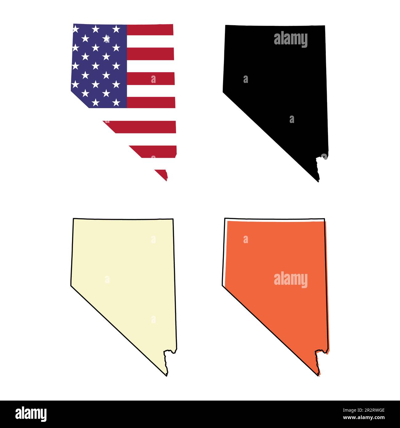 Nevada state outline set map hi-res stock photography and images - Alamy