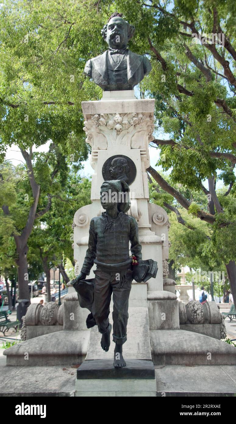 Statue commemorating Eduardo Coelho, Portuguese writer, journalist, columnist and professor; Lisbon, Portugal Stock Photo