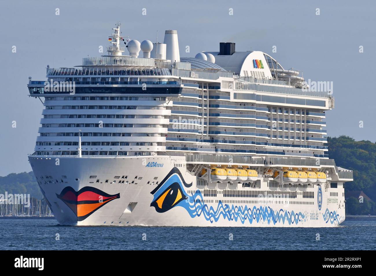 LNG-powered cruiseship AIDAnova outbound from Kiel Stock Photo