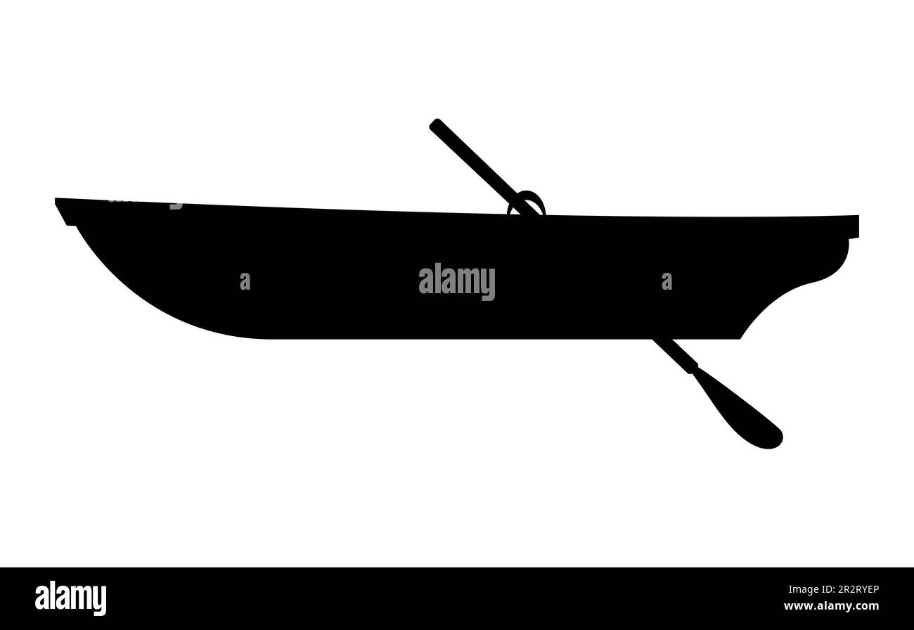 Wooden boat silhouette icon. Simple black boat. Vector illustration