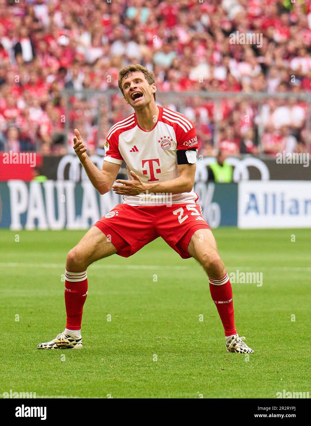 Thomas MUELLER, MÜLLER, FCB 25  in the match FC BAYERN MUENCHEN - RB LEIPZIG 1.German Football League on May 20, 2023 in Munich, Germany. Season 2022/2023, matchday 33, 1.Bundesliga, FCB, München, 33.Spieltag. © Peter Schatz / Alamy Live News    - DFL REGULATIONS PROHIBIT ANY USE OF PHOTOGRAPHS as IMAGE SEQUENCES and/or QUASI-VIDEO - Stock Photo