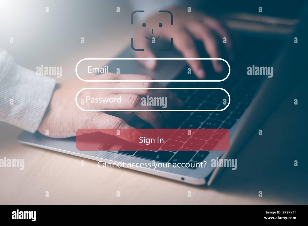 Security password login online concept Hands typing and entering
