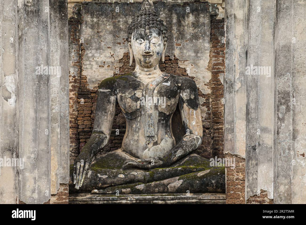 Buddha of Wat Phra Si Rattana Mahathat in Si Satchanalai, Thailand. Stock Photo