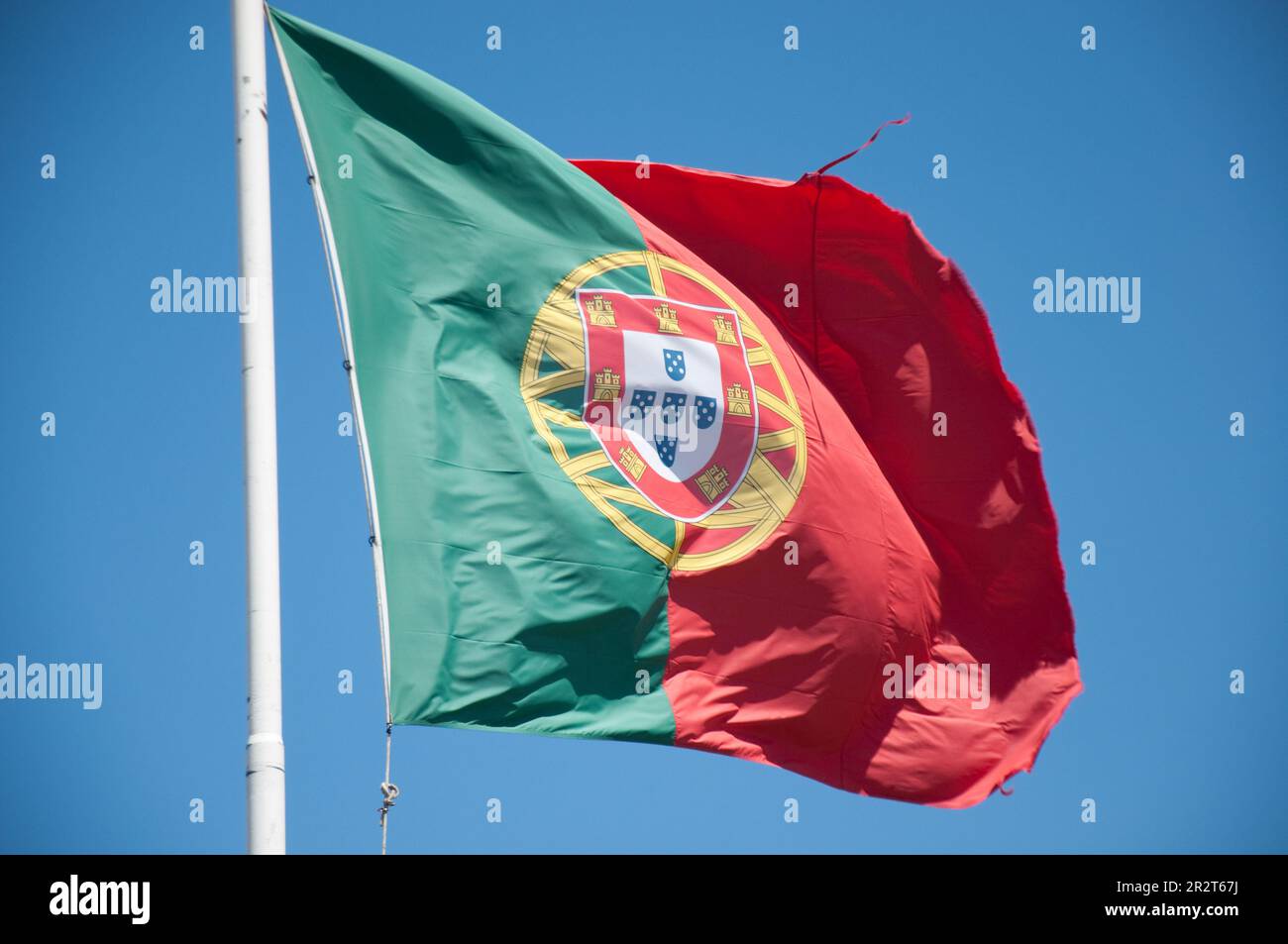 Portuguese flag, St George's Castle, Lisbon, Portugal Stock Photo