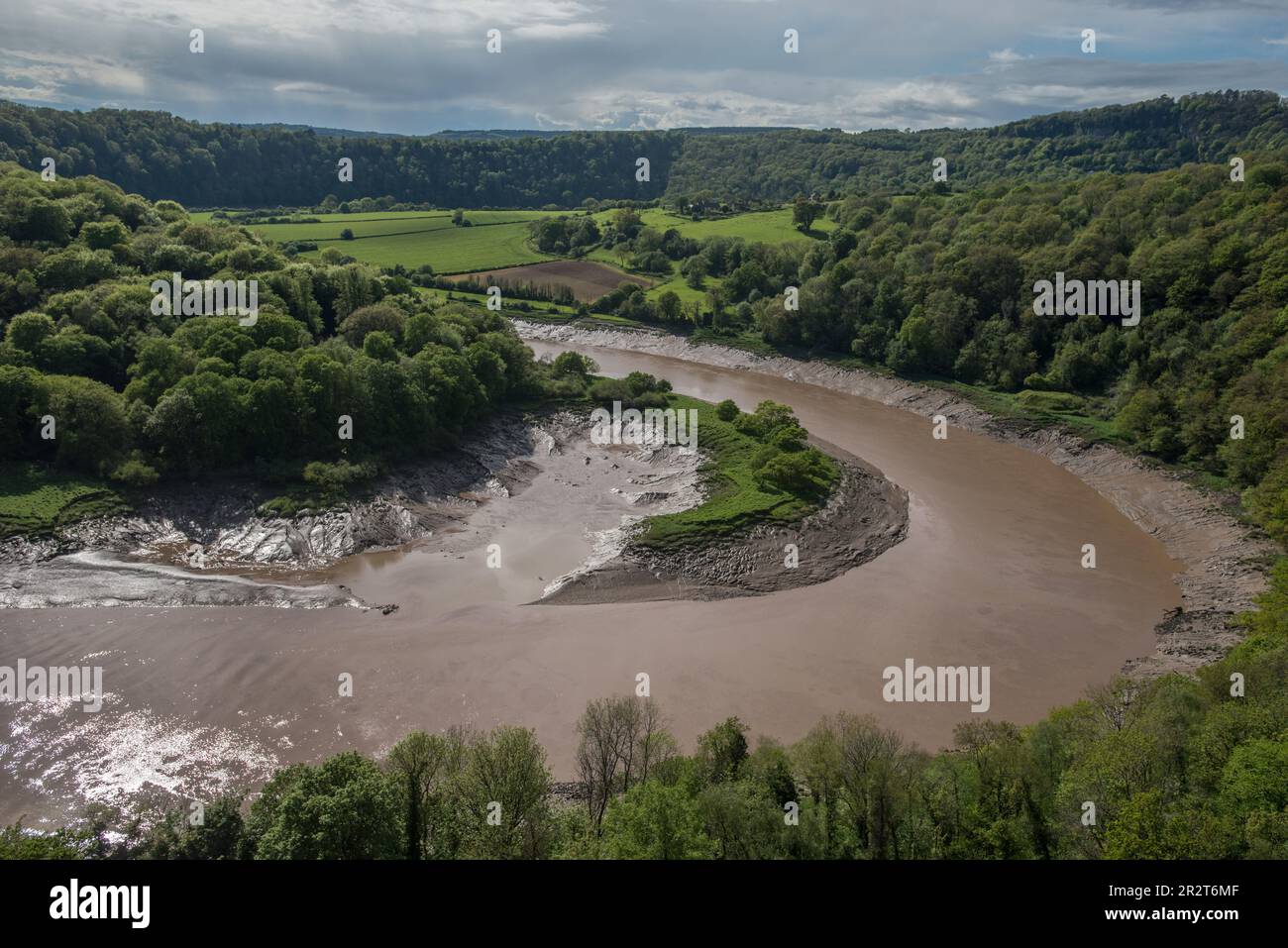 River Wye, one of the UKs most polluted rivers at woodcroft,  Wintours Leap near Chepstow Stock Photo