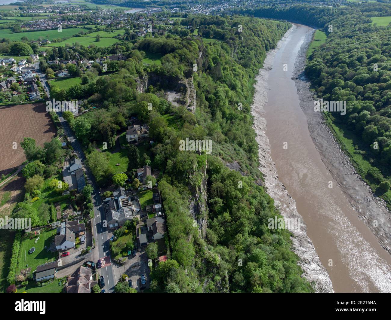 River Wye, one of the UKs most polluted rivers at woodcroft,  Wintours Leap near Chepstow Stock Photo