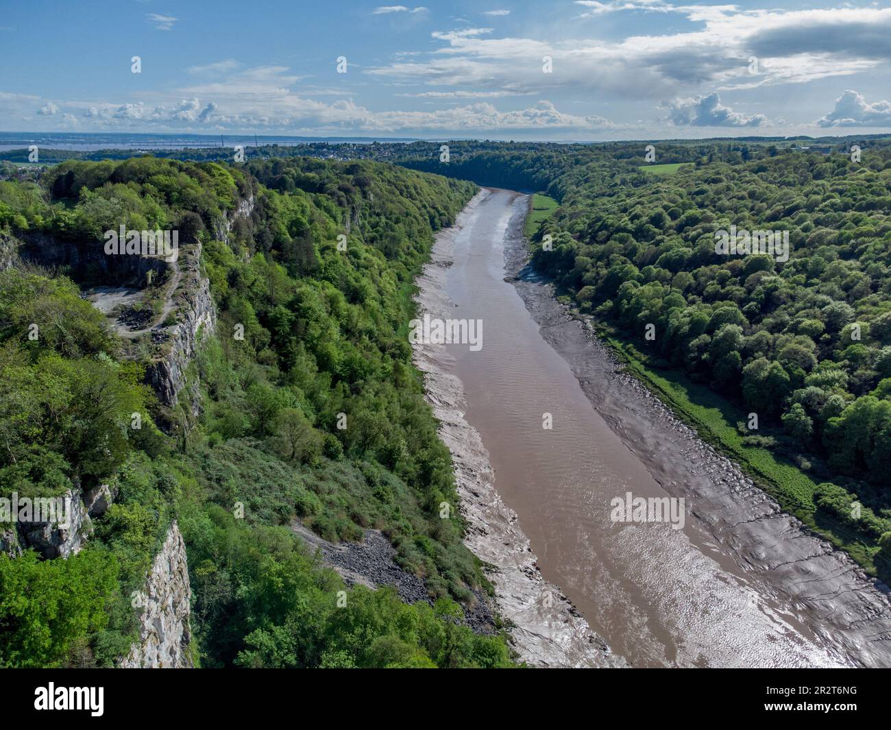 River Wye, one of the UKs most polluted rivers at woodcroft,  Wintours Leap near Chepstow Stock Photo