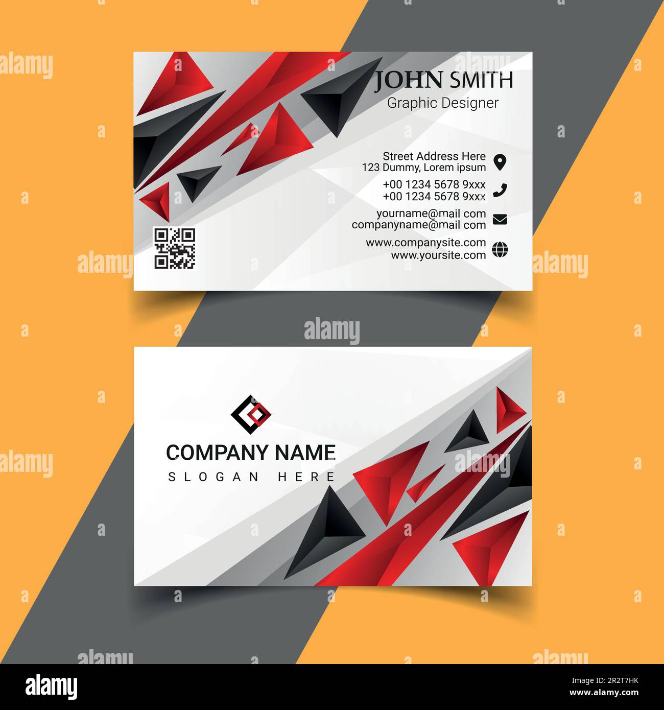 Professional business card design template for company or business. Two ...