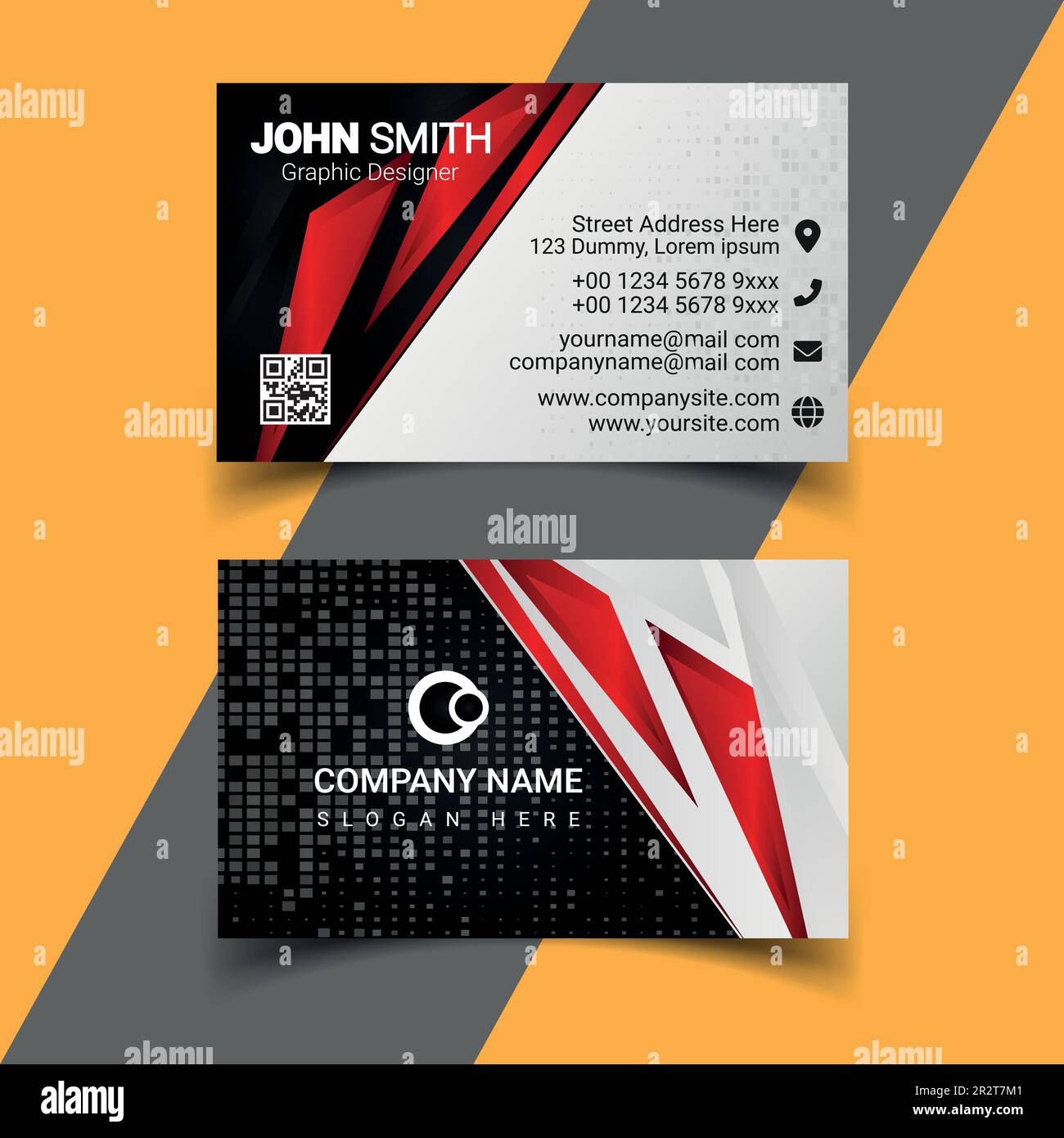 Professional business card design template for company or business. Two ...