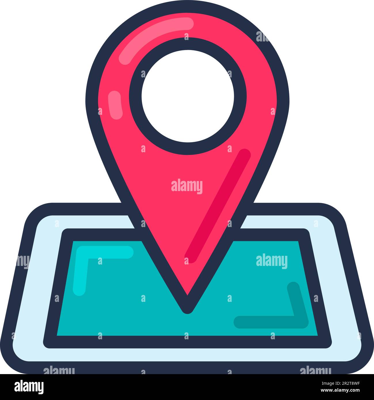 Red checkpoint sign on tablet screen. GPS navigation of vehicles and