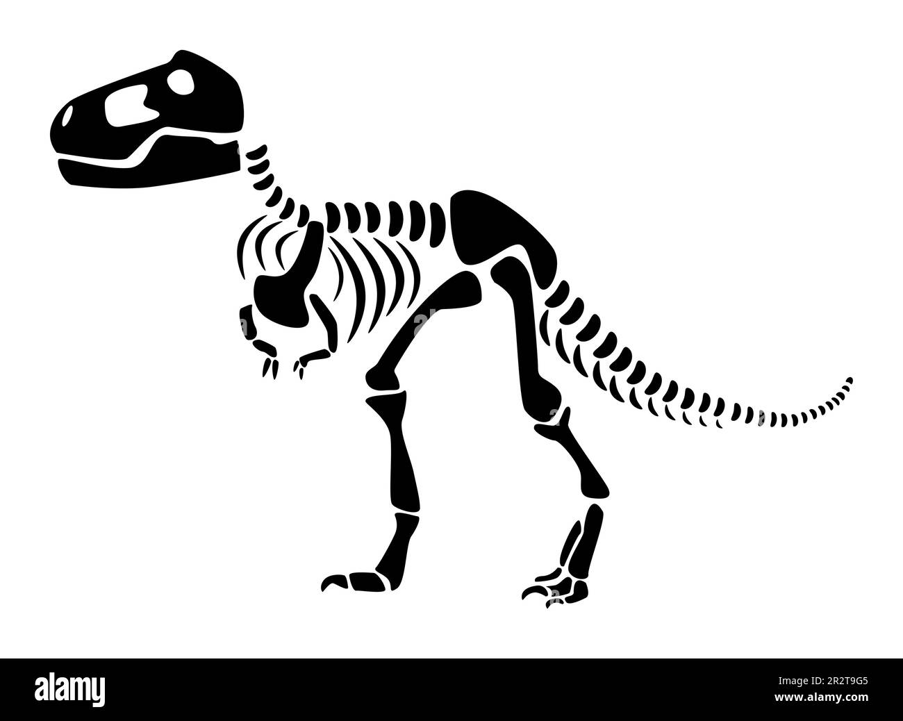 Ilustração da silhueta preto e branco do tyrannosaurus rex trex