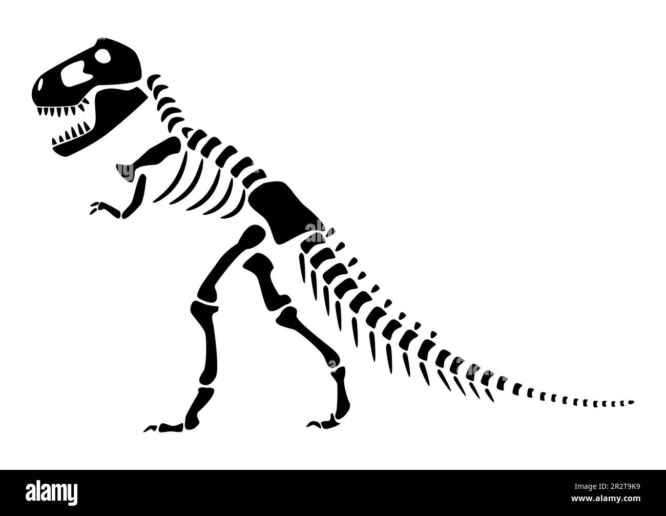 Tyrannosaurus Rex skeleton . Silhouette dinosaurs . Side view . Vector . Stock Vector