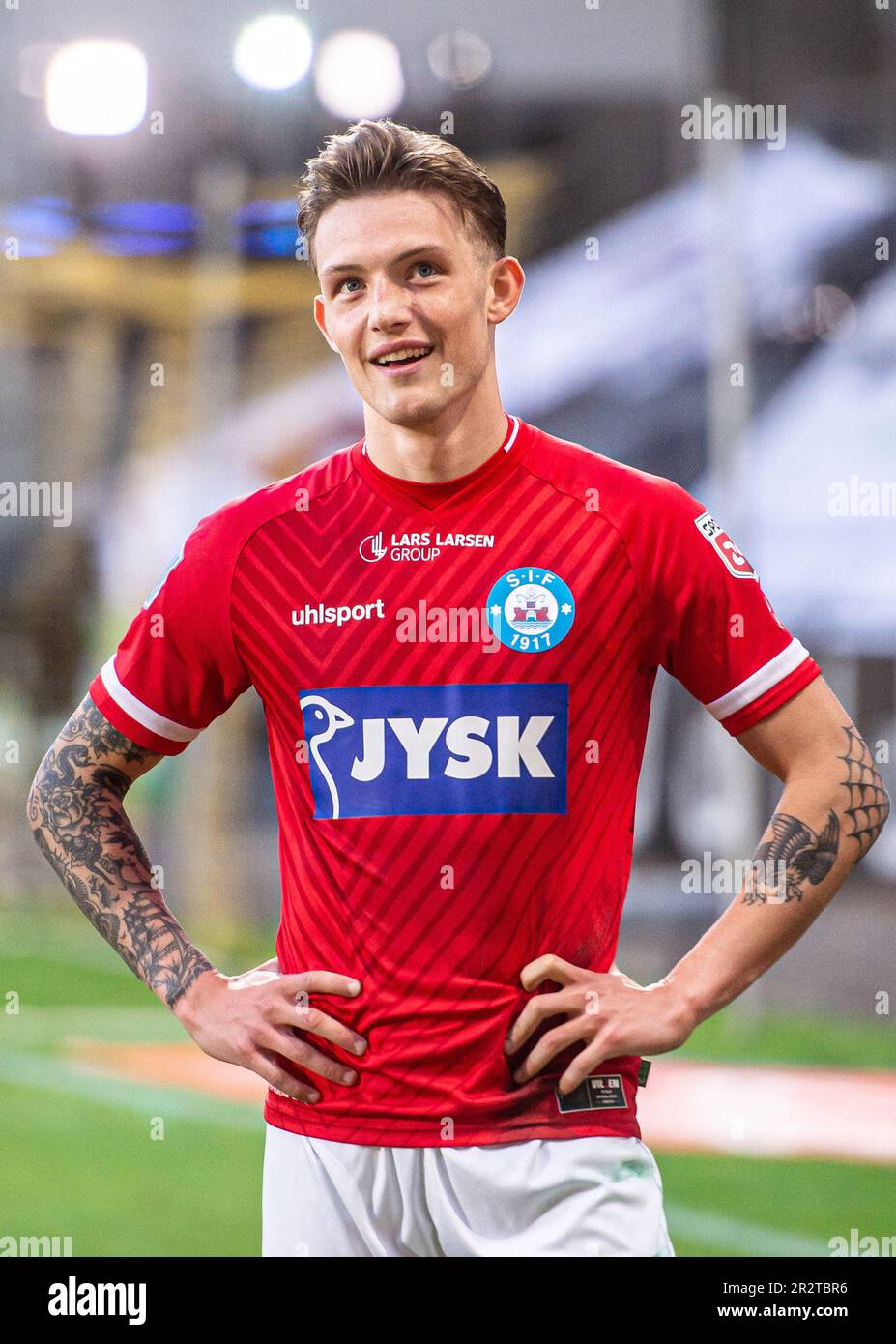 Horsens, Denmark. 19th, May 2023. Oliver Sonne (5) of Silkeborg IF seen after the 3F Superliga match between AC Horsens and Silkeborg IF at Nordstern Arena Horsens in Horsens. (Photo credit: Gonzales Photo - Morten Kjaer). Stock Photo