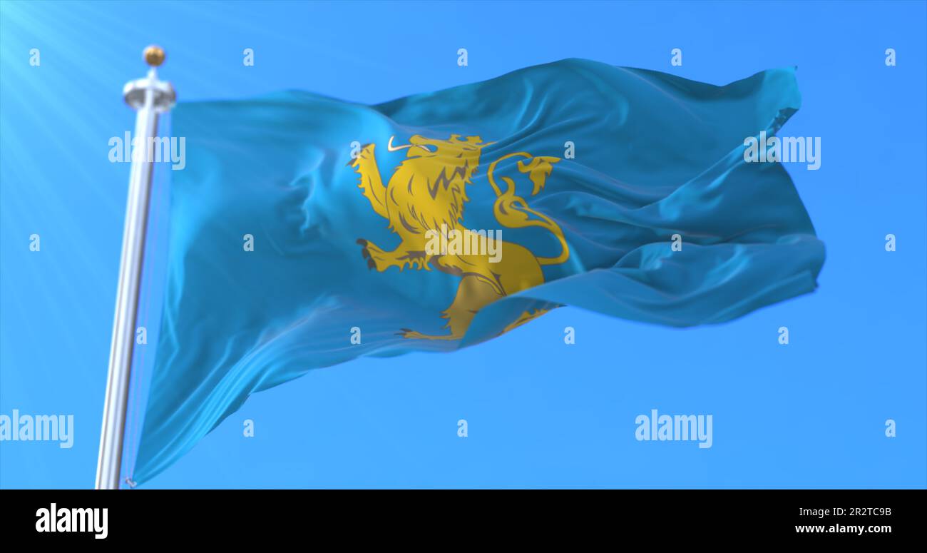 Flag of Lviv Oblast, Ukraine. Loop Stock Photo