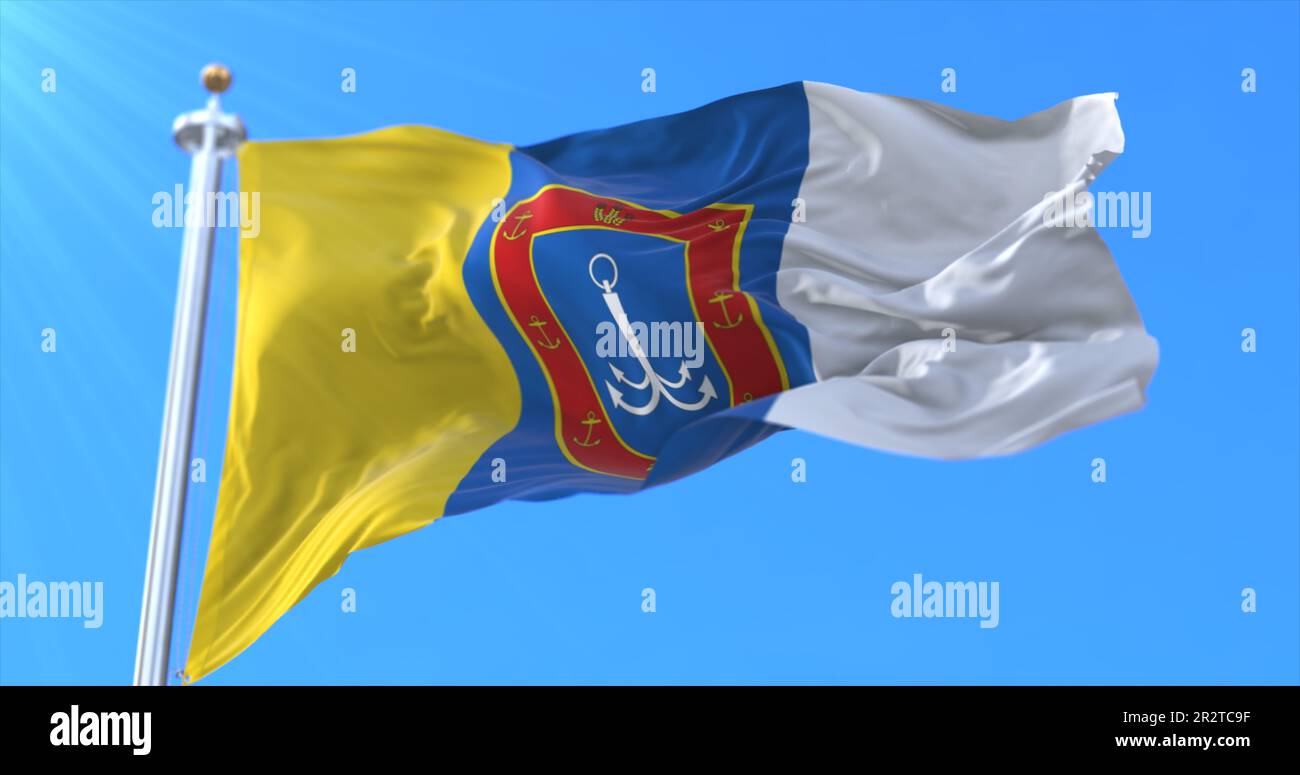 Flag of Odesa Oblast, Ukraine. Loop Stock Photo