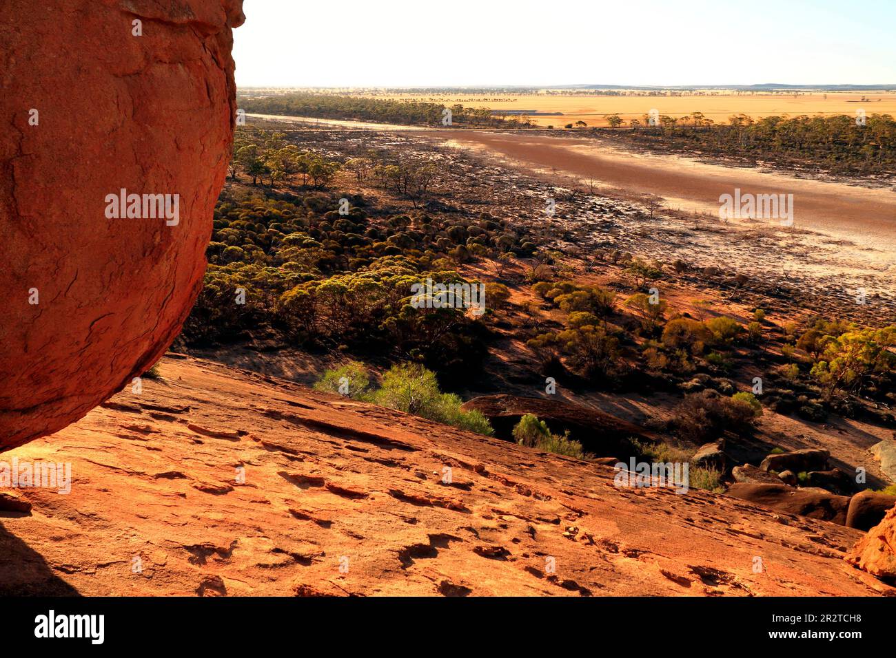 Baladjie Rock and Salt Lake, Baladjie  Nature Reserve, Boodarockin, Western Australia Stock Photo