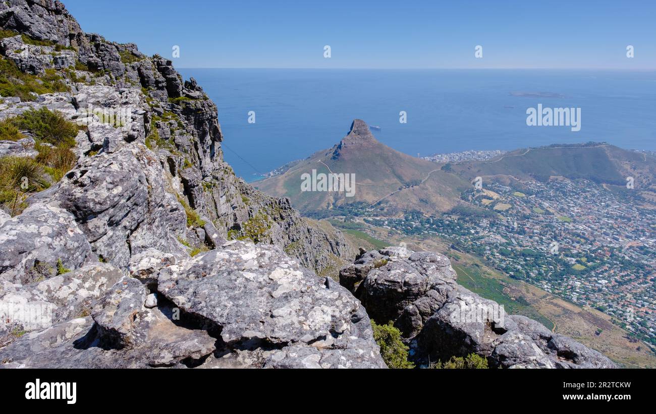view from the Table Mountain in Cape Town South Africa, view over the