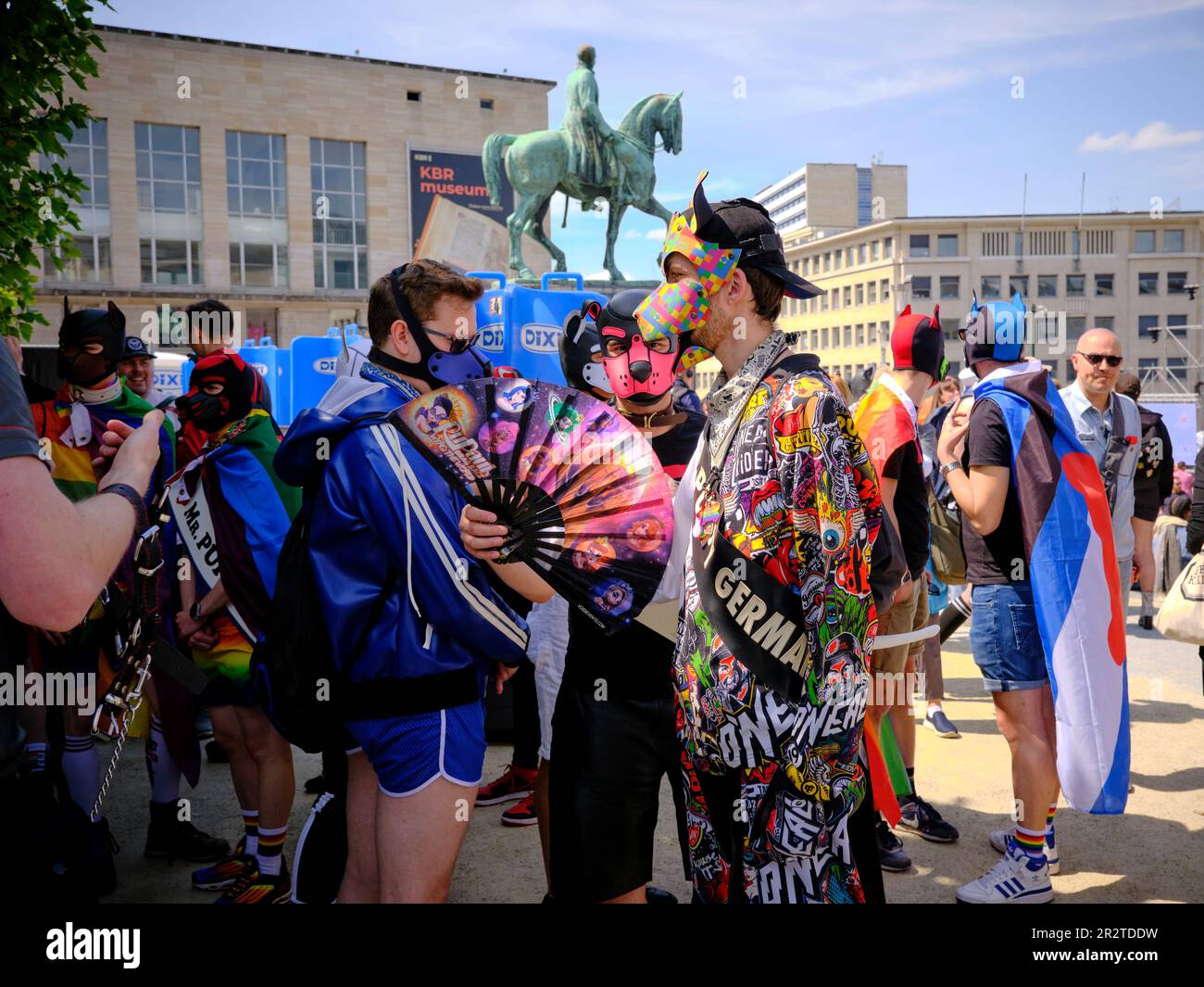 Cross dressing people posing at the Gay Pride Brussels 2023 Stock Photo