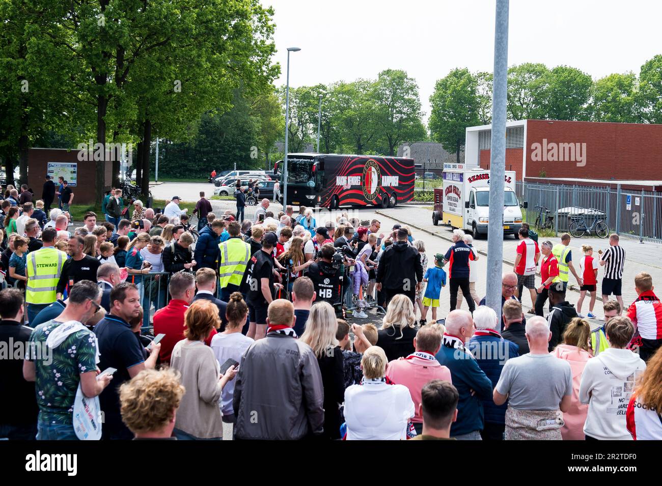EMMEN Arrival of Feyenoord player bus at the stadium of FC Emmen