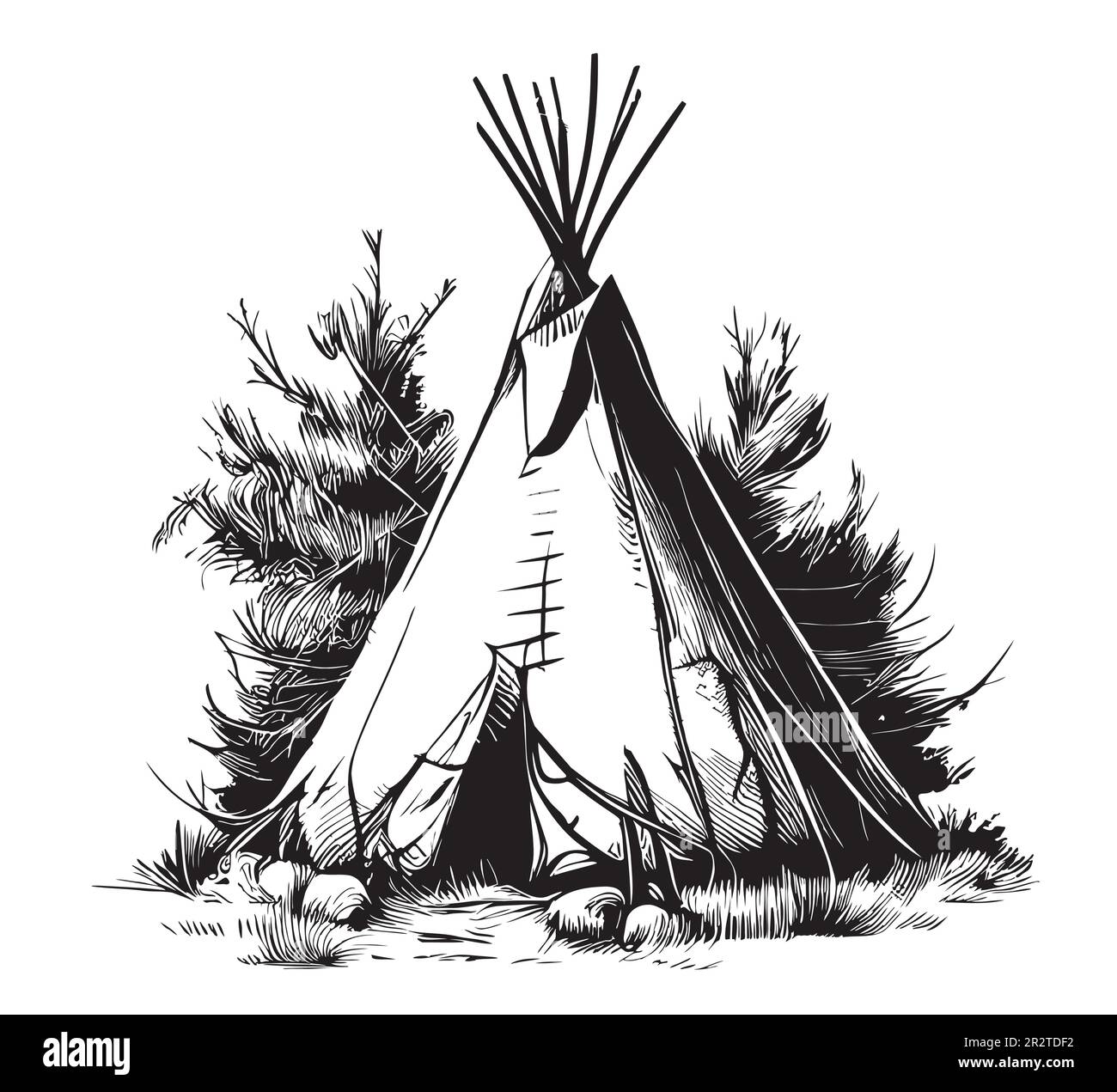 Teepee sketch, hand drawn in doodle style illustration Stock Vector