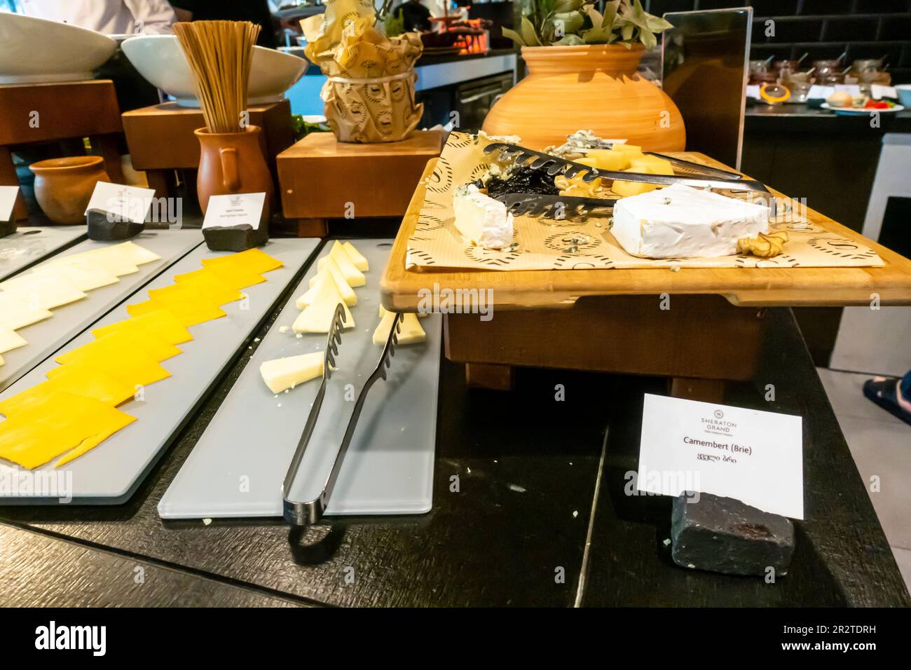 Camembert brie cheese served at breakfast area in the hotel Stock Photo