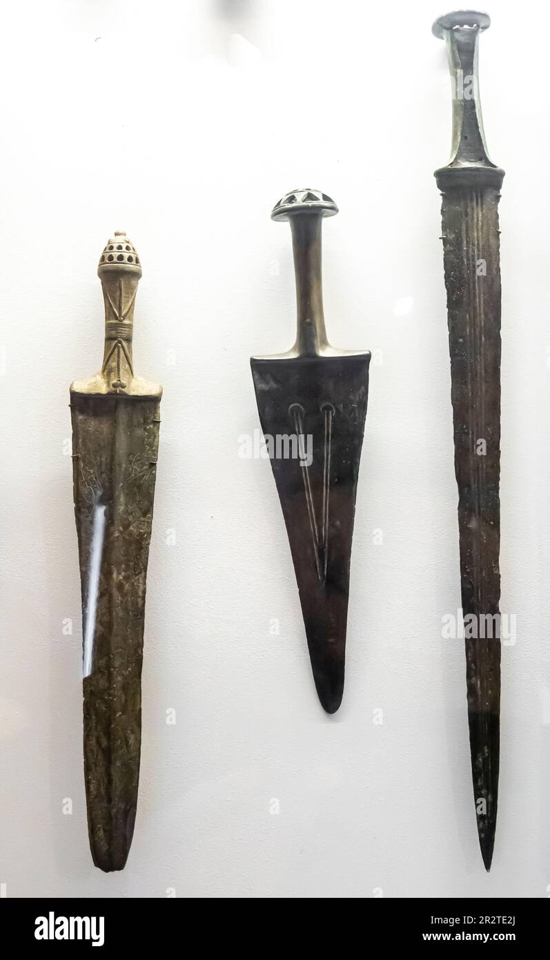 Swords and daggers - bronze - Narekvavi, Bakurtsikhe, Chalaubani, Kavtiskhevi - 2 half of 2nd millineium BC- 1st half of 1st millenium BC Stock Photo