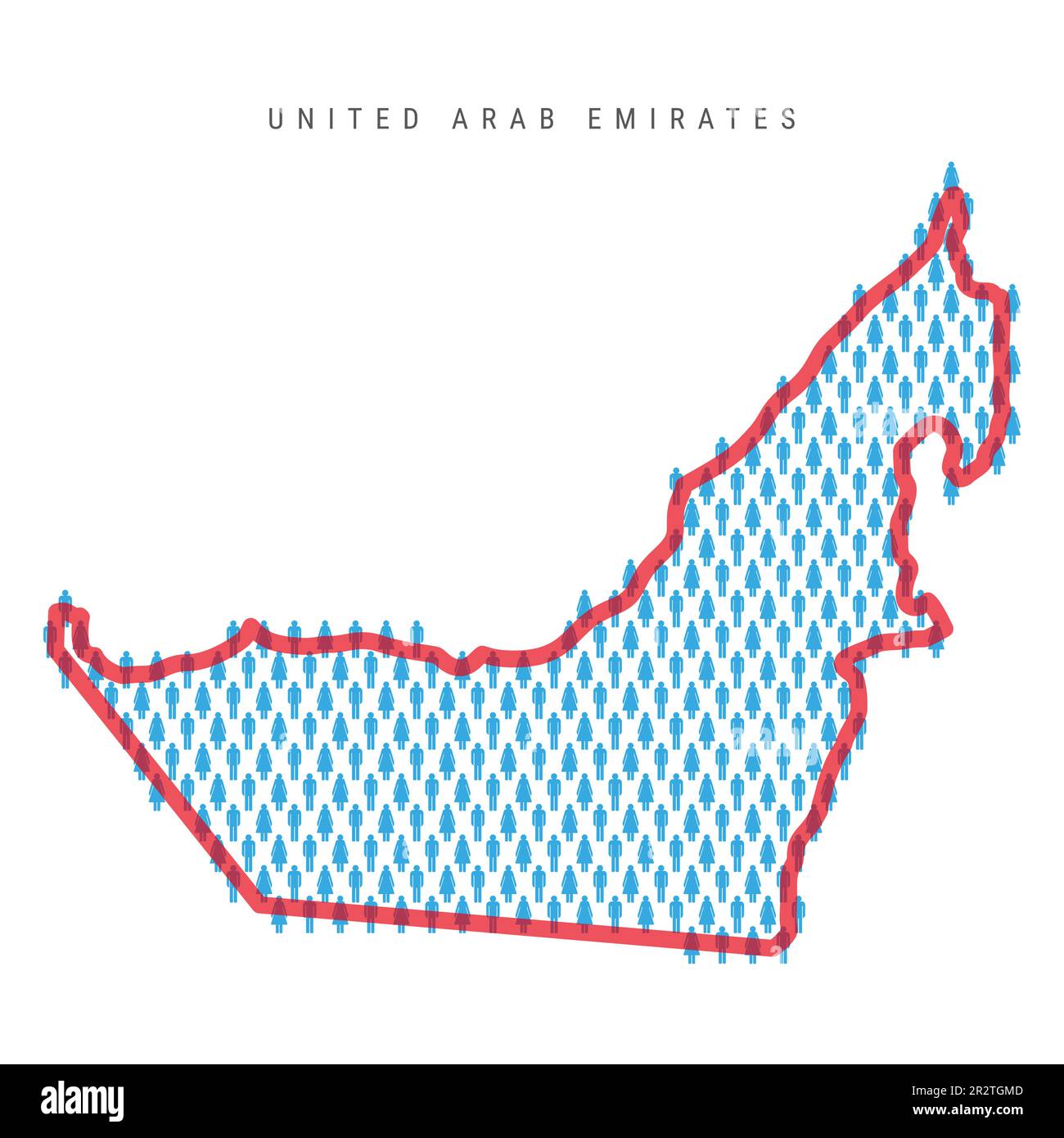 United Arab Emirates population map. Stick figures UAE people map with