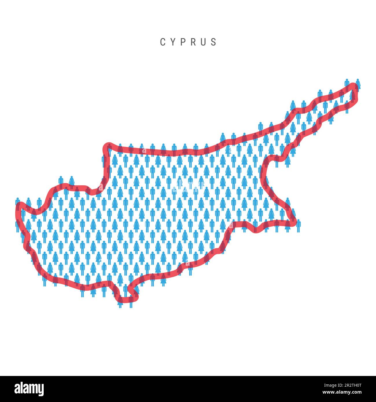 Cyprus Population Map Stick Figures Cypriot People Map With Bold Red Cyprus Population Map Stick Figures Cypriot People Map With Bold Red Translucent Country Border Pattern Of Men And Women Icons Isolated Vector Illu 2R2TH0T 