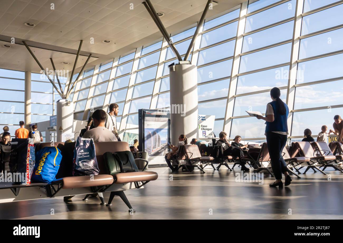 Tbilisi International Airport waiting area, TBS, Tbilisi, Georgia Stock