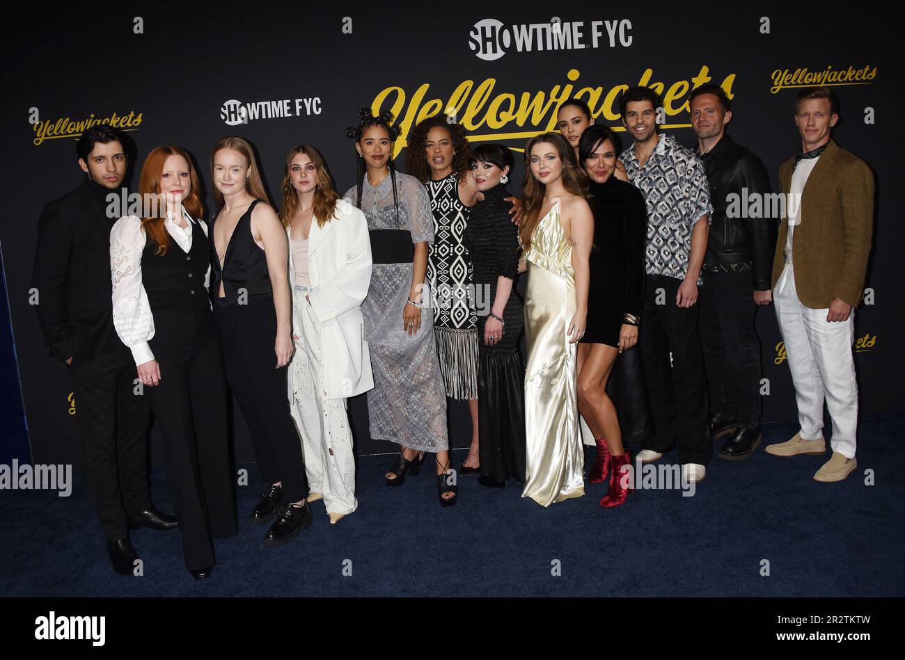 Los Angeles, USA. 20th May, 2023. Kevin Alves, Lauren Ambrose, Liv Hewson, Sophie Nelisse, Jasmin Savoy Brown, Tawny Cypress, Christina Ricci, Samantha Hanratty, Simone Kessell, Courtney Eaton, Steven Krueger, Drew Comins and Warren Kole arriving to Showtime's “Yellowjackets” Season 2 Emmy FYC Event held at the Hollywood Athletic Club in Los Angeles, CA on May 20, 2023. © Janet Gough/AFF-USA.COM Credit: AFF/Alamy Live News Stock Photo